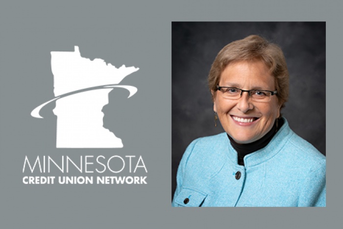 MN credit union network logo and photo of Mary Hansen
